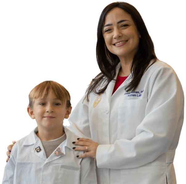 Dr. Diana Azzam and her child patient, Logan